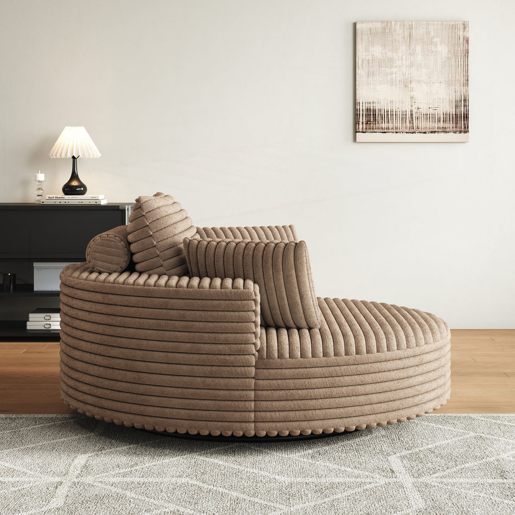 Einzelsessel mit Cord-Chenille-Bezug und Schaumstoffpolsterung, drehbar