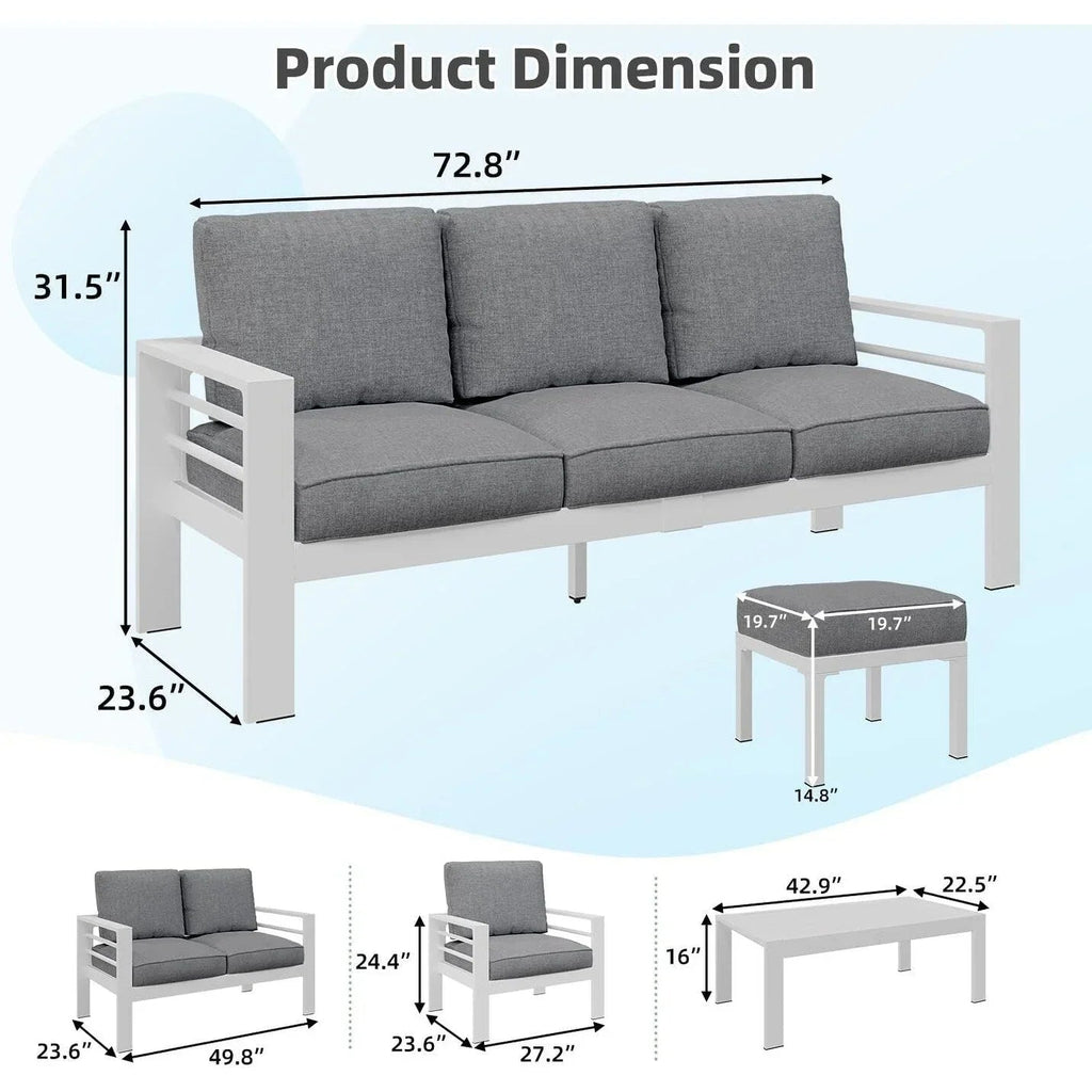Ensemble de mobilier de jardin en aluminium AECOJOY de 7 pièces, salon de jardin