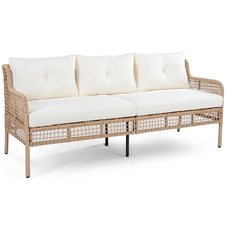 4-delige loungeset van rotan voor buiten met draaibare stoelen en salontafel