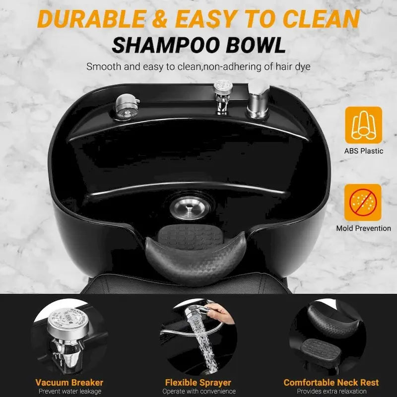 Friseurstuhl mit ABS-Kunststoff-Rückwärtswaschbecken für Shampoo und Spa (Set mit 1 oder 2 Stück