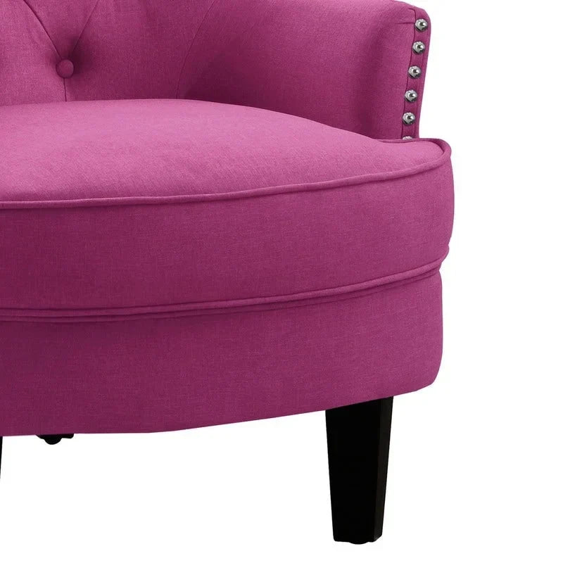 Poltrona decorativa Moser Bay Mignon in velluto/lino, larga 30, con schienale alto e bottoni