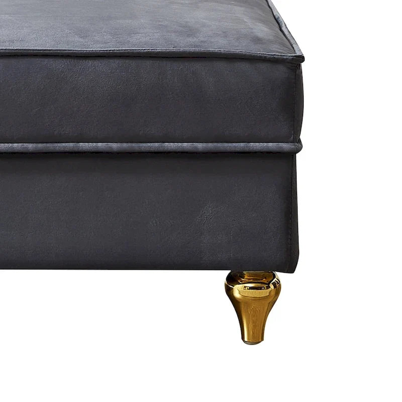 Méridienne élégante de style français en velours avec rangement et coussin