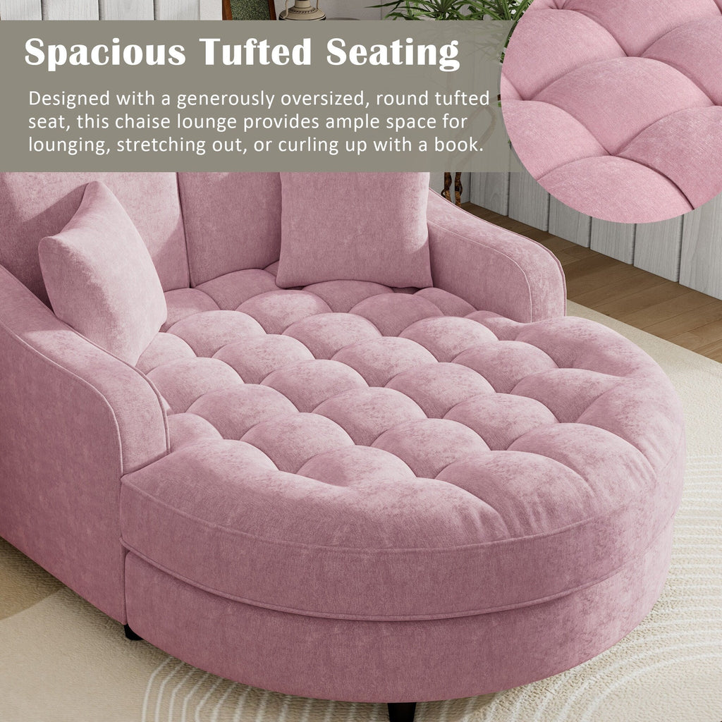 Chaiselongue-Schlafsofa aus Chenille, gepolstertes Sofa mit gesteppter Rückenlehne und 2 abnehmbaren Kissen für das Wohnzimmer