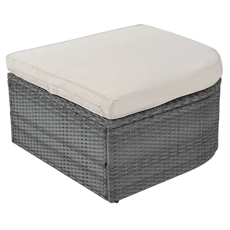 Graues Outdoor-Daybed aus Rattan mit Kissen und ausziehbarem Sonnendach