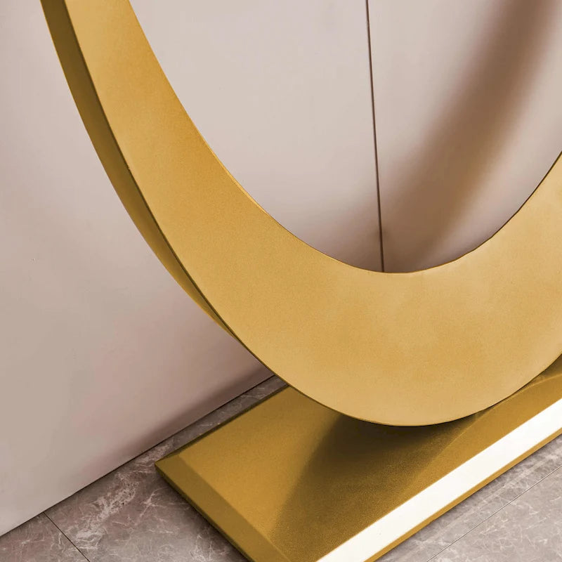 Moderner Konsolentisch, elegantes Design, Metallgestell mit verstellbaren Fußgleitern für den Eingangsbereich