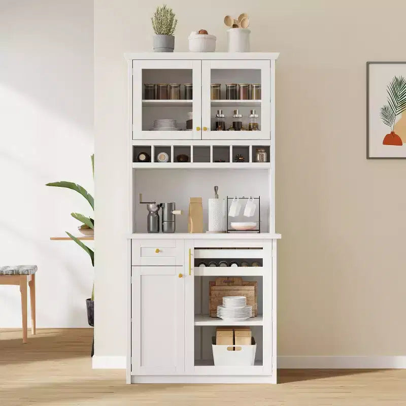 Küchenvorratsschrank, 75 hoch, mit Glastüren