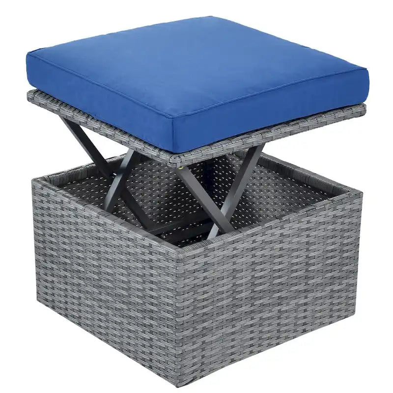 Graues Outdoor-Daybed aus Rattan mit Kissen und ausziehbarem Sonnendach
