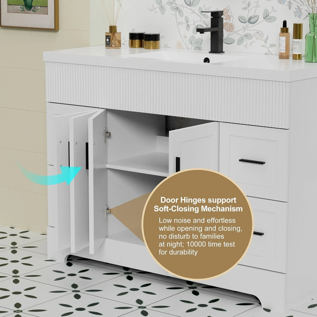 Ensemble meuble-lavabo de salle de bain Wavy Line 30/36/48 avec lavabo et robinet
