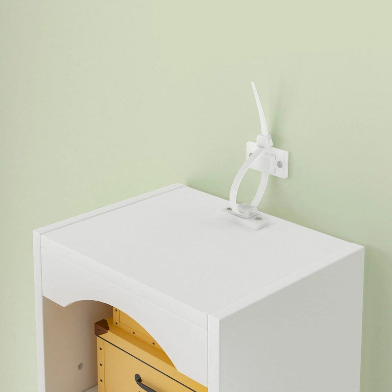 Armoire à linge étroite VECELO de 70.9 pouces de haut pour salle de bains, meuble de rangement autoportant en bois massif à 8 niveaux