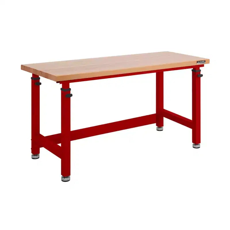 Établi robuste à hauteur réglable de 60 avec plateau en bois