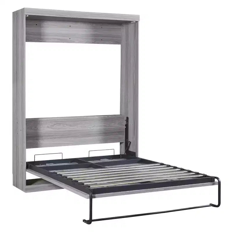 Lit escamotable mural double/simple, armoire-lit en bois, gris