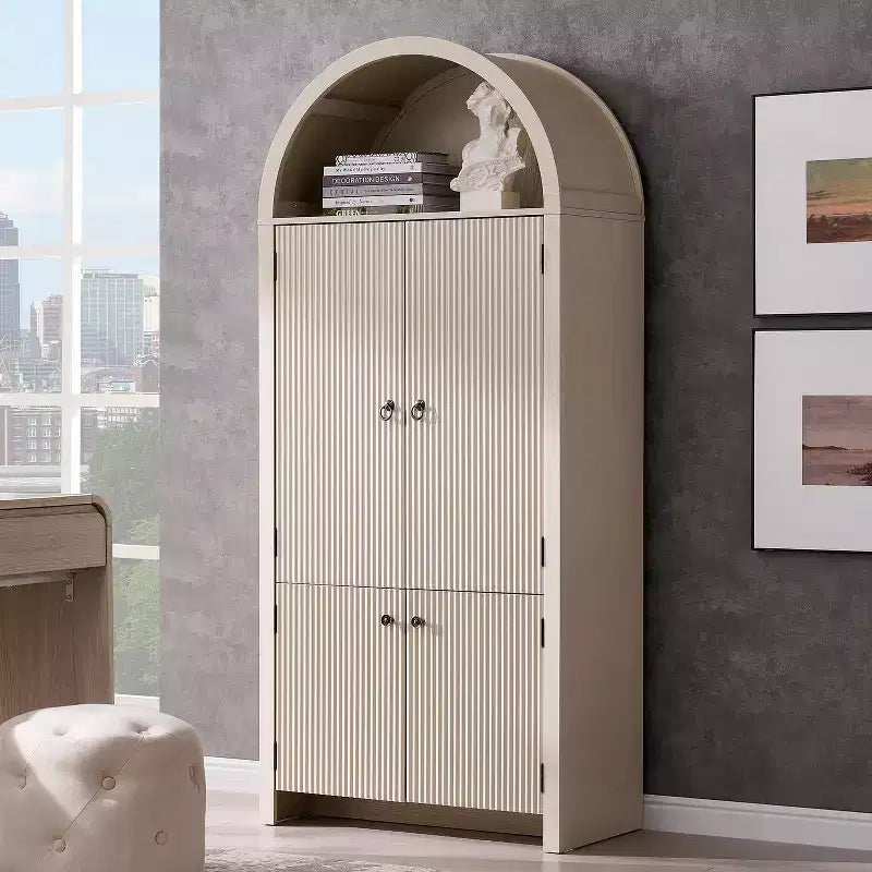 Dispensa da cucina alta 71 con arco, mobile contenitore moderno con 3 ripiani regolabili e 6 ripiani nelle ante, per cucina e soggiorno