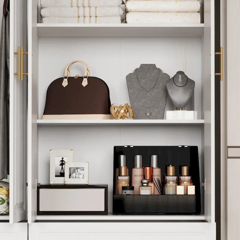 Kleiderschrank mit Kleiderstange und 4 Schubladen, viel Stauraum
