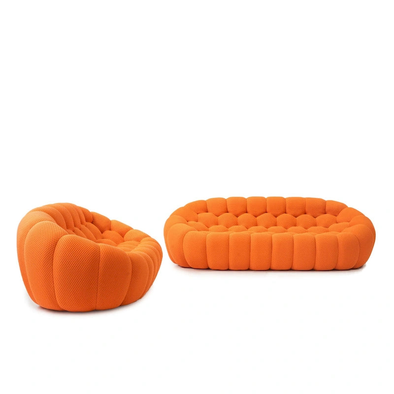 2er-Set 3D-Wabenstoff-Bubble-Sofas, 3-Sitzer-Sofa und Einzelsessel fürs Wohnzimmer