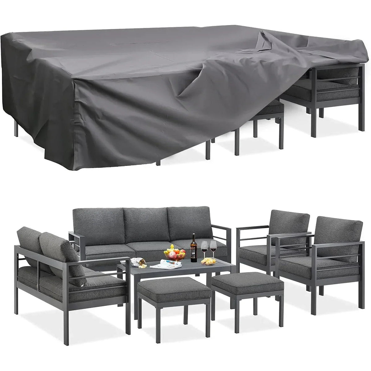 AECOJOY 7-teiliges Gartenmöbelset aus Aluminium für draußen