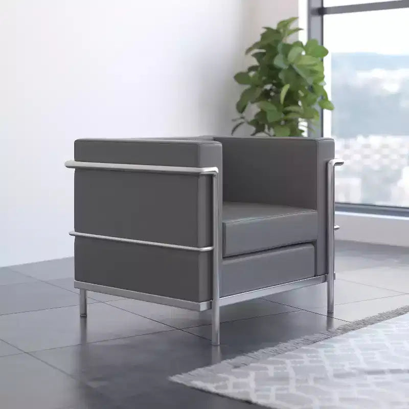 Emma and Oliver eigentijdse stoel van LeatherSoft met dubbel buisframe