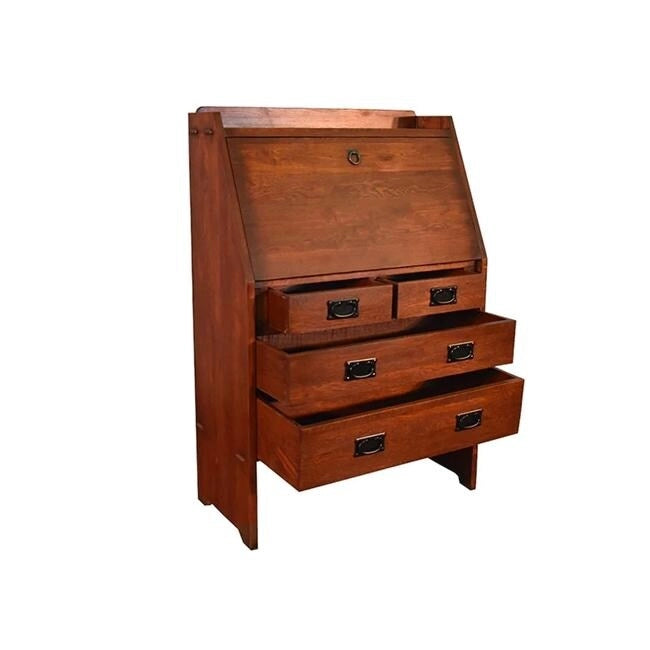 Bureau secrétaire Arts and Crafts Mission en chêne massif