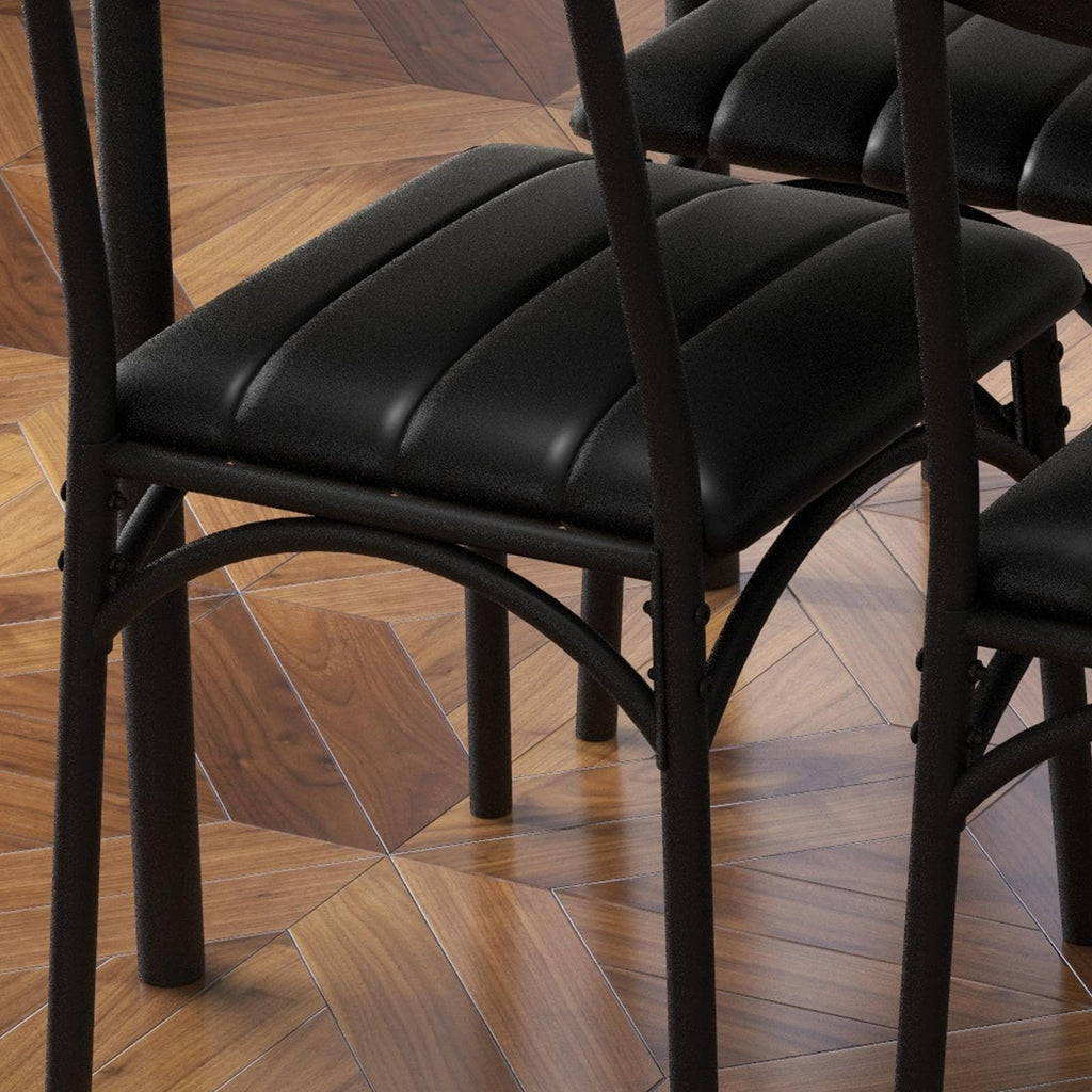 Set da pranzo con tavolo rettangolare per 4 persone e sedie imbottite