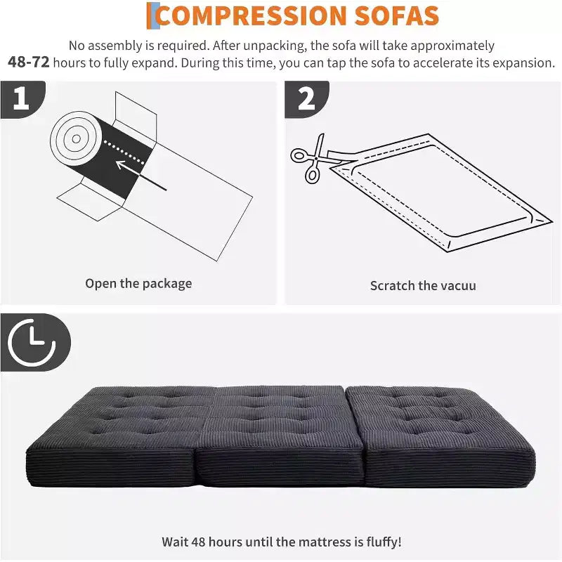 39x75 dreifach klappbares Schlafsofa aus Memory-Schaumstoff, 6-getuftete Matratze