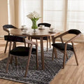 5-teiliges Esszimmer-Set mit grauem Stoffbezug im Mid-Century-Stil von Baxton Studio