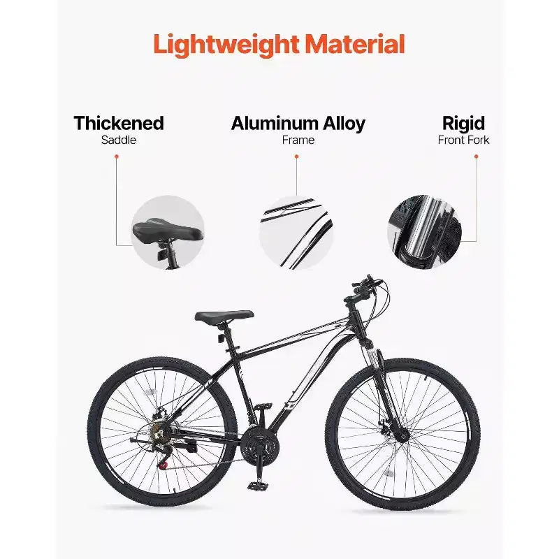 29-Zoll-Mountainbike mit Vorderradfederung, 21-Gang-Aluminiumrahmen und doppelten Scheibenbremsen