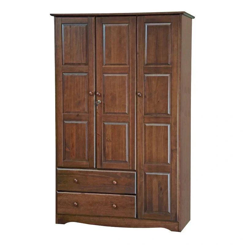 Armoire à 3 portes - Blanc/Moka/Java - Bois massif