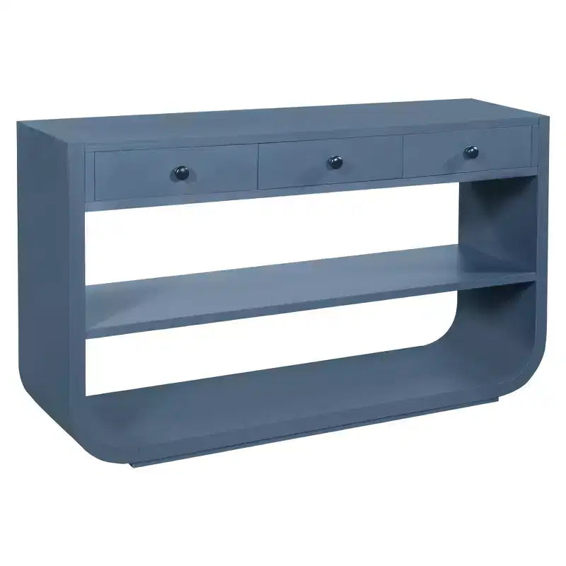 ModernLuxe gebogen sidetable, haltafel, bijzettafel naast de bank, displaystandaard en accenttafel met 3 softclose-lades en 2 open vakken