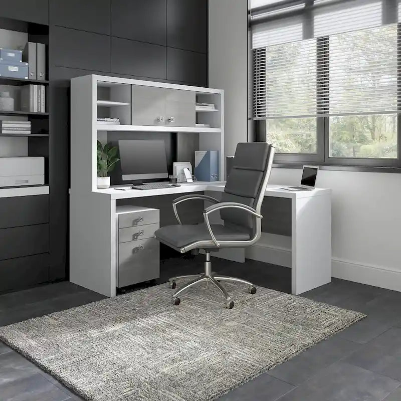Bureau d’angle L Echo avec rehausse et tiroirs