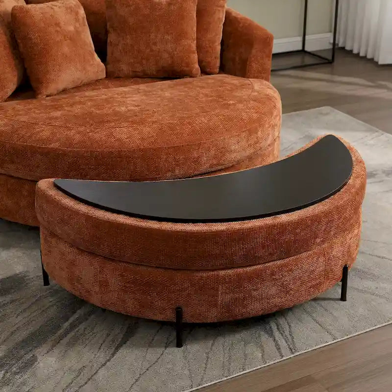 Fauteuil canapé moderne rond de style tonneau avec 5 coussins et pouf en option
