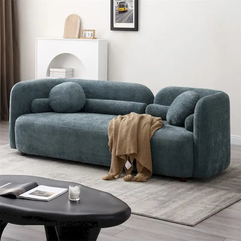 Moderne, comfortabele 3-zitsbank met fluwelen bekleding en poten