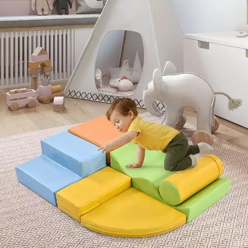 Set da gioco 6 in 1 per arrampicarsi e gattonare, per bambini piccoli, struttura per attività indoor, giochi per arrampicarsi e gattonare, attrezzatura da palestra, colorata, per maschi e femmine