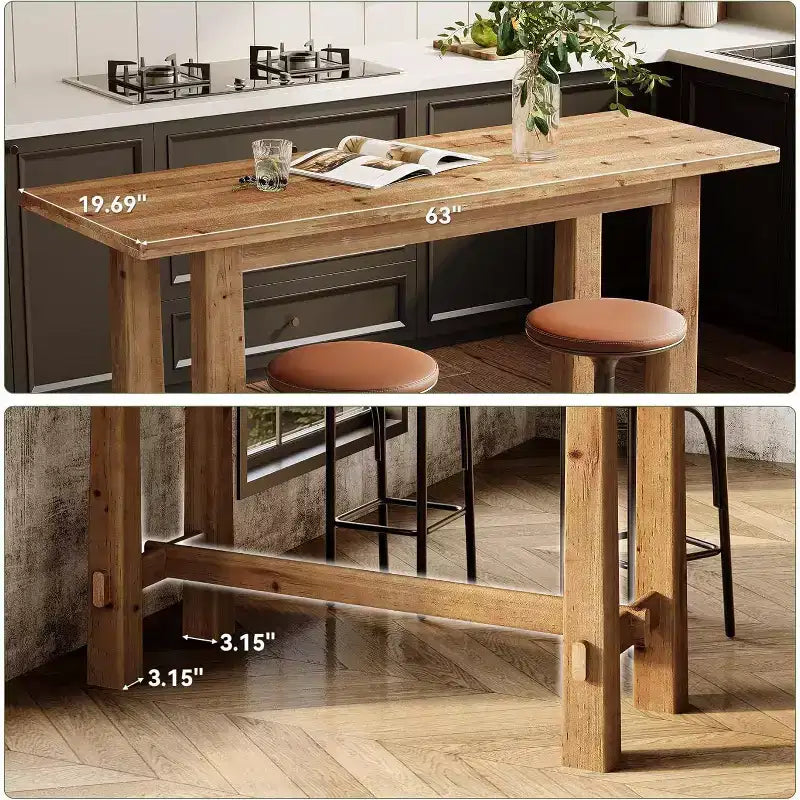 63-Zoll-Bartisch aus Massivholz für Küche, Café oder Restaurant