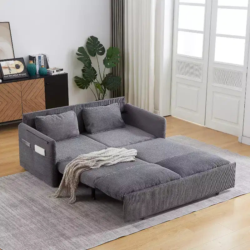 64.5 3-in-1-Schlafsofa aus Cord mit ausziehbarem Bett