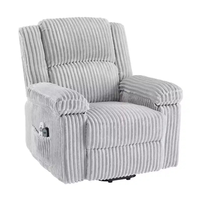 Relaxsessel aus Cord, manuell verstellbares Sofa mit Griff, Armlehnen mit Polsterauflage, dicke Polsterung, Seitentasche, Wohnzimmer, Schlafzimmer, Heimkino, Dunkelgrau