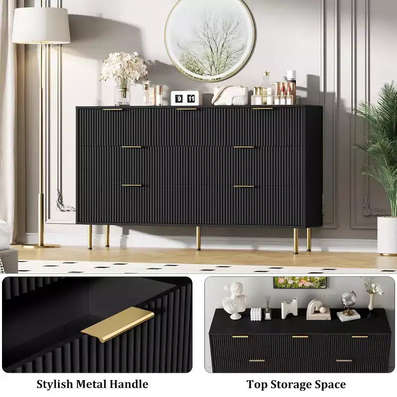 Cassettiera scanalata a 7 cassetti, mobile contenitore moderno in legno, arredo per camera da letto, soggiorno e corridoio