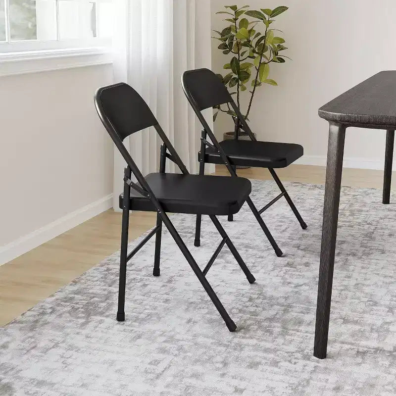 Ensemble de 8 chaises pliantes tout acier avec dossiers, chaises de salle à manger pliables en métal robuste, capacité de 350 lbs, pour l’intérieur et l’extérieur