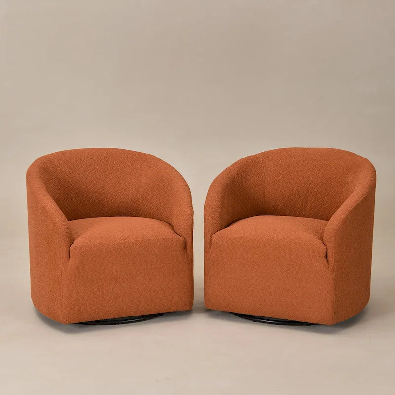 Fauteuil pivotant tonneau KINWELL 32 W rembourré en bouclé (lot de 2)