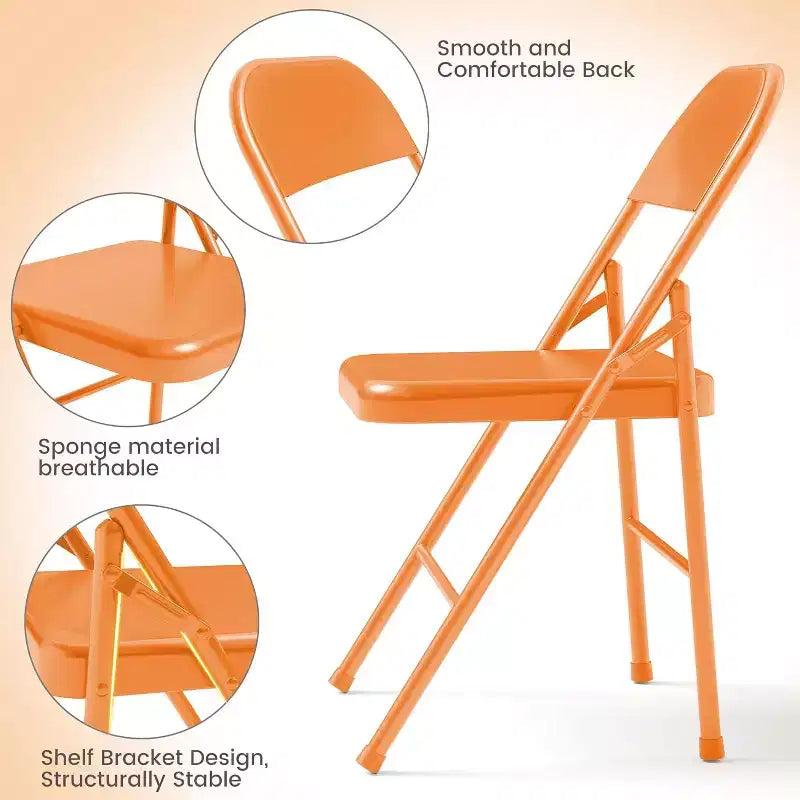 Ensemble de 8 chaises pliantes tout acier avec dossiers, chaises de salle à manger pliables en métal robuste, capacité de 350 lbs, pour l’intérieur et l’extérieur