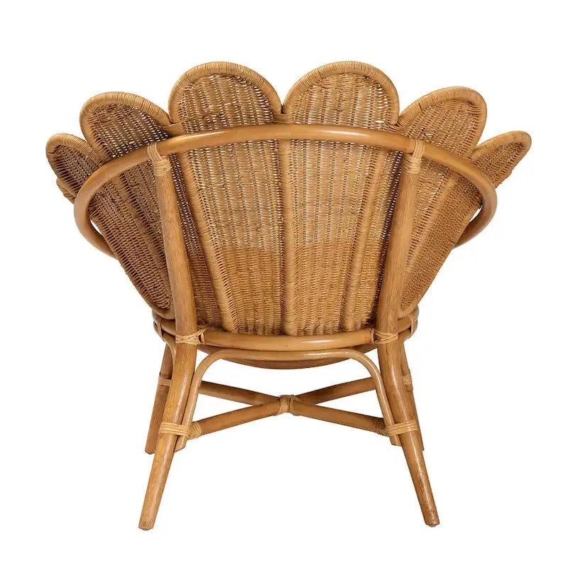 Fauteuil fleuri d’appoint en rotin miel, style bohème Blossom