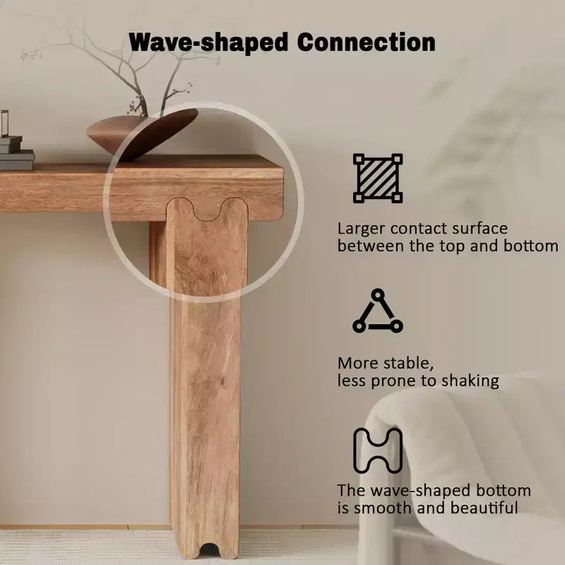 Consolle e tavolino da ingresso Whisen in legno di mango, stile rustico minimalista, con piano spesso