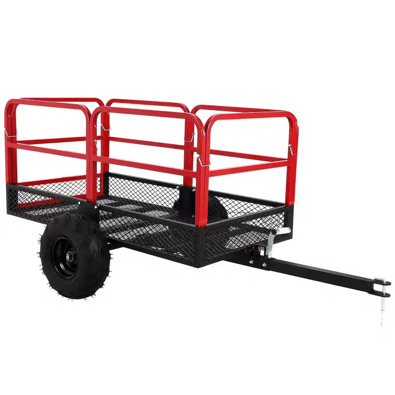 Chariot-benne de jardin, capacité de 1500 lb, remorque tout-terrain robuste en acier de 22 pieds cubes avec 2 roues, chariot extérieur pour tondeuse à gazon, tracteur, VTT et côte à côte