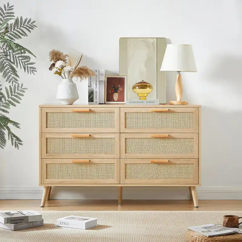 Bedroom Dresser with Rattan Fronts