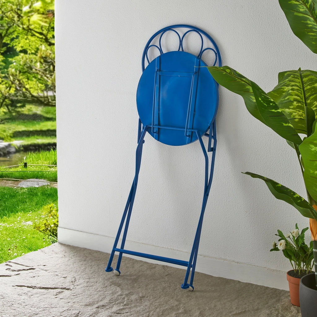 Glitzhome Outdoor Metal Folding Bistro Set 3PCS Patio Table Chairs