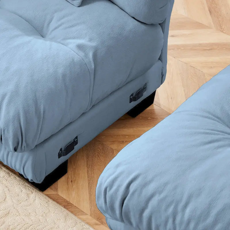 Ecksofa in L-Form, Chenille-Zweisitzer mit Lendenkissen