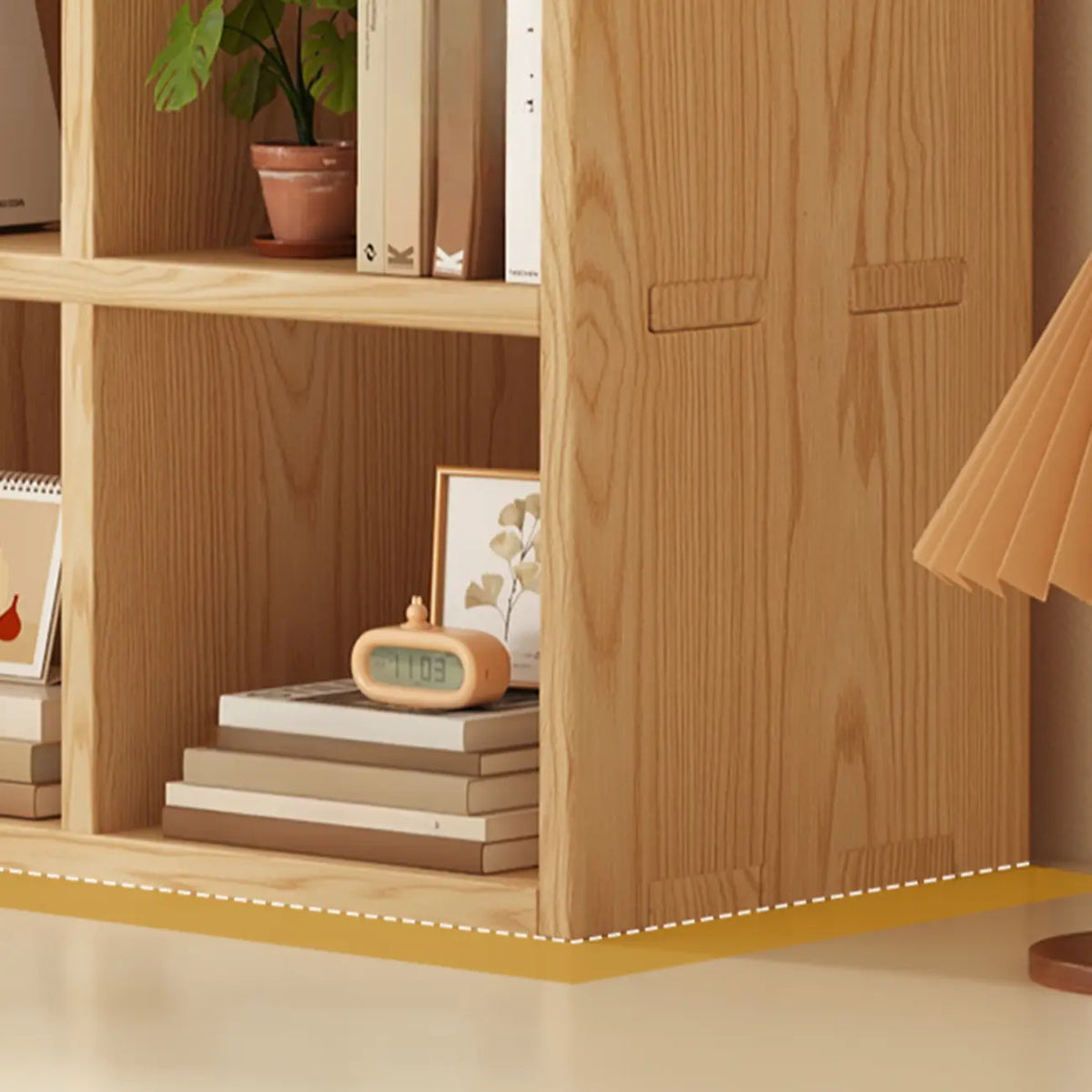 Moderne horizontale houten boekenkast met 8 vakken en naturel afwerking