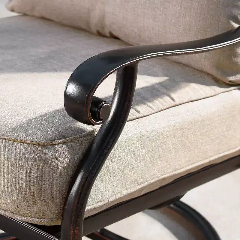 Lot de 2 fauteuils pivotants à bascule en aluminium pour l’extérieur, à assise profonde : résistants aux intempéries, protégés contre les UV - Oakland Living