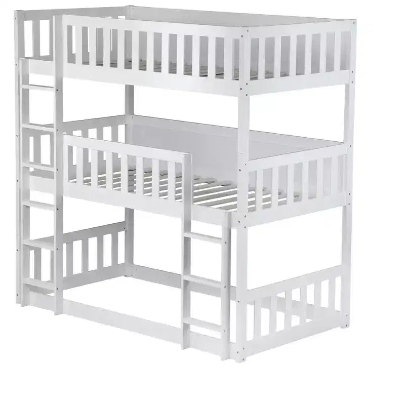 Letto a castello triplo per bambini, con tre letti singoli sovrapposti e separabili, scala e spondine, convertibile in 3 letti
