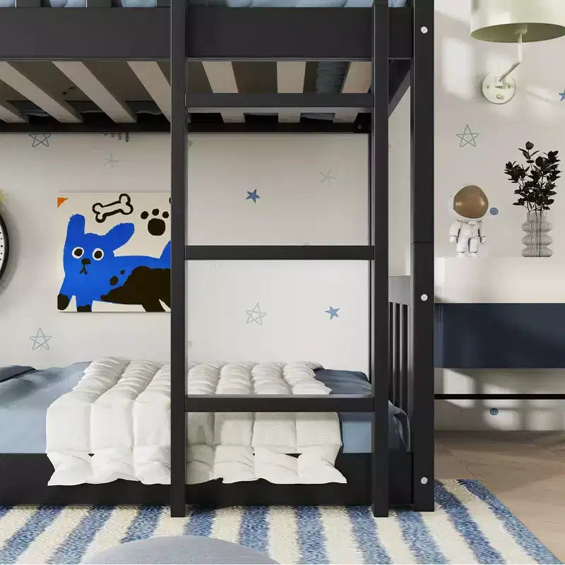 Letto a castello triplo per bambini, con tre letti singoli sovrapposti e separabili, scala e spondine, convertibile in 3 letti