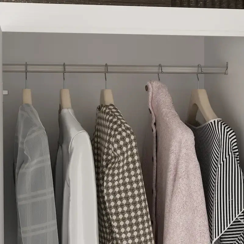 93.9H/74.2H Kleiderschrank, Garderobenschrank mit Kleiderstange, Schubladen und Stauraum