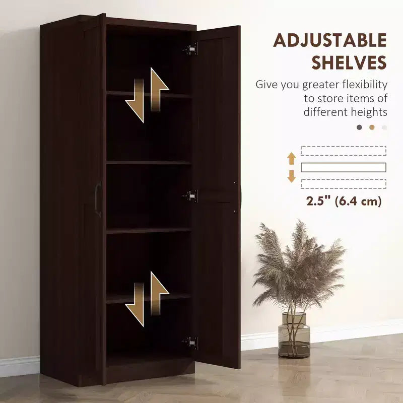 Dispensa da cucina a 2 ante da 63, mobile contenitore indipendente con 5 ripiani e 2 ripiani regolabili per la sala da pranzo